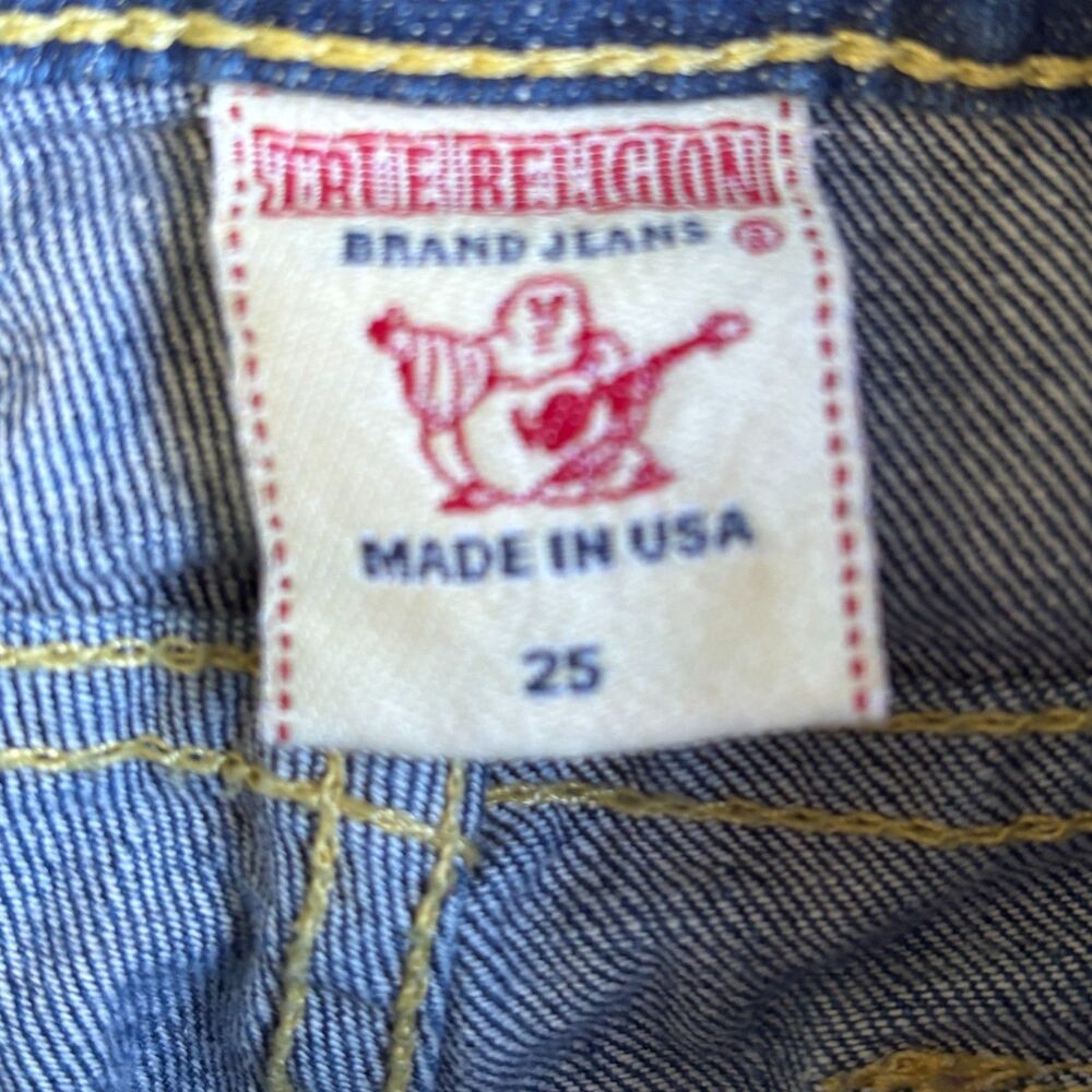 True Religion World Tour Women’s Julie Jeans Size 25 Distressed Blue USA Made - Picture 5 of 10